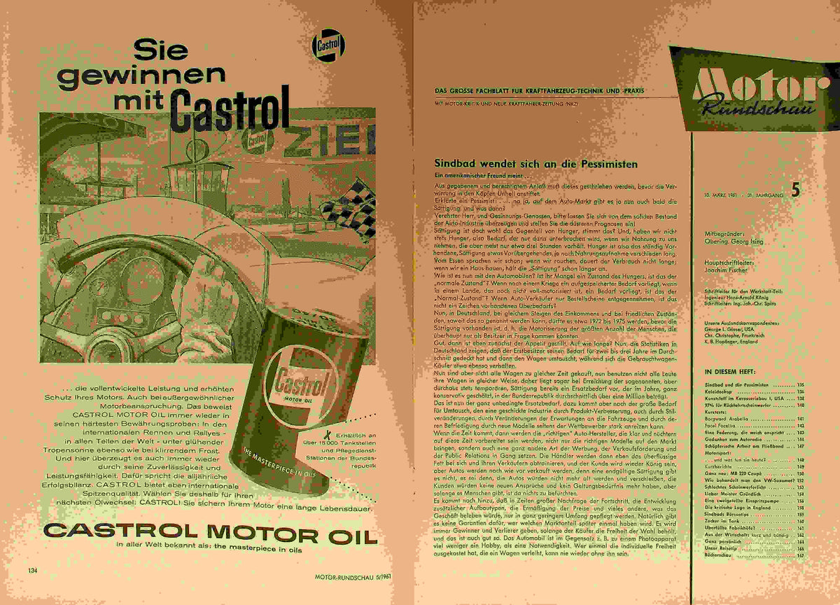 Inhaltsverzeichnis Motor Rundschau 05/1961