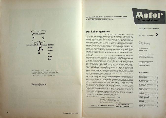 Inhaltsverzeichnis Motor Rundschau 05/1962