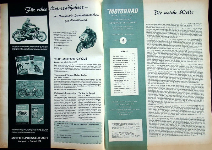 Inhaltsverzeichnis Motorrad 05/1962