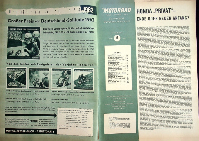 Inhaltsverzeichnis Motorrad 05/1963