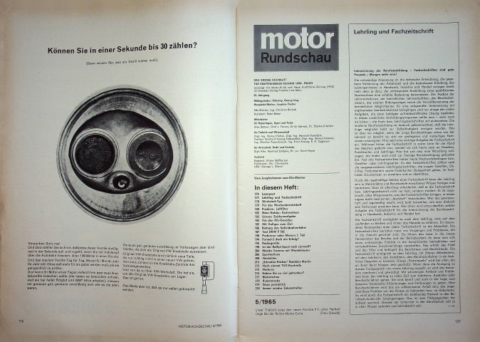 Inhaltsverzeichnis Motor Rundschau 05/1965