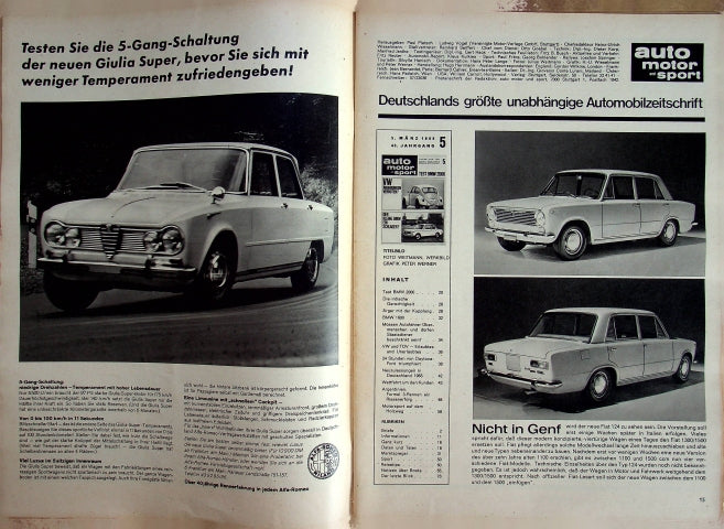 Inhaltsverzeichnis Auto Motor und Sport 05/1966