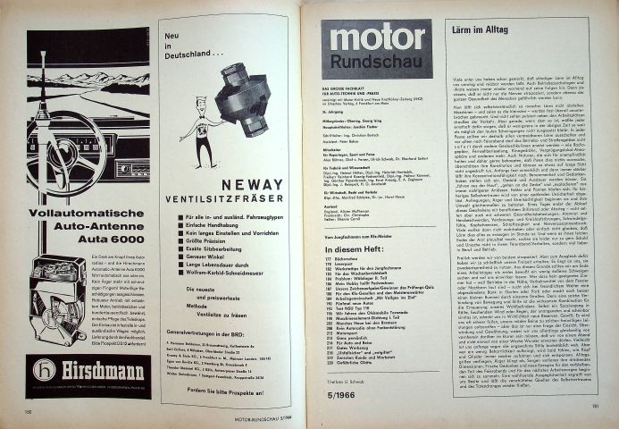 Inhaltsverzeichnis Motor Rundschau 05/1966