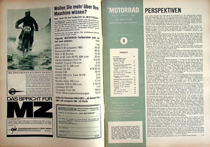 Inhaltsverzeichnis Motorrad 05/1966