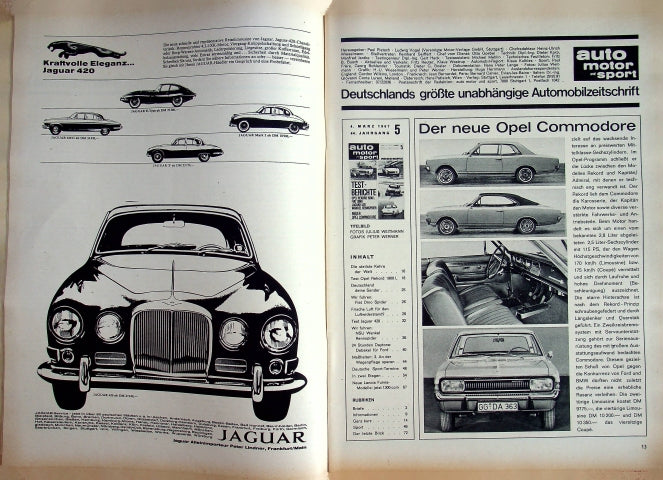 Inhaltsverzeichnis Auto Motor und Sport 05/1967