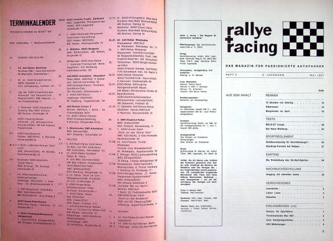 Inhaltsverzeichnis Rallye Racing 05/1967