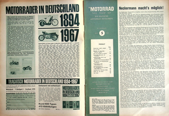 Inhaltsverzeichnis Motorrad 05/1967