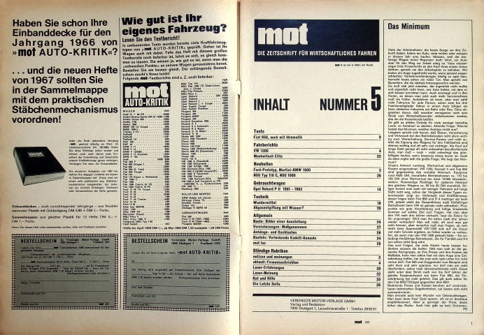 Inhaltsverzeichnis MOT 05/1967