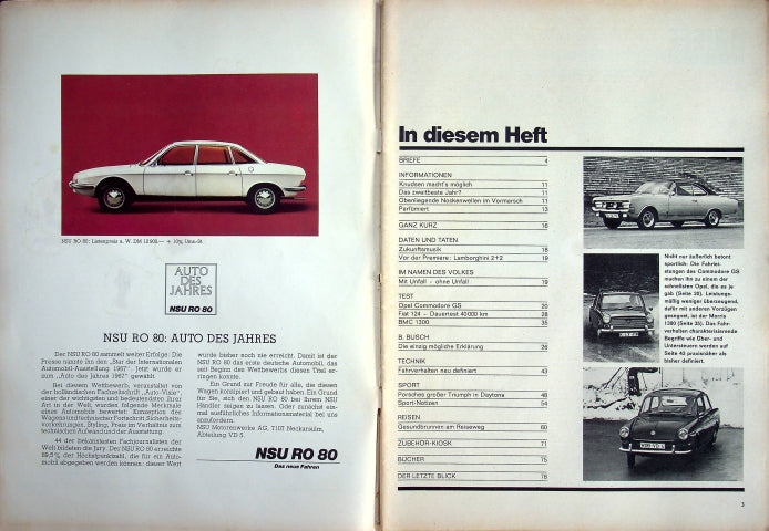 Inhaltsverzeichnis Auto Motor und Sport 05/1968