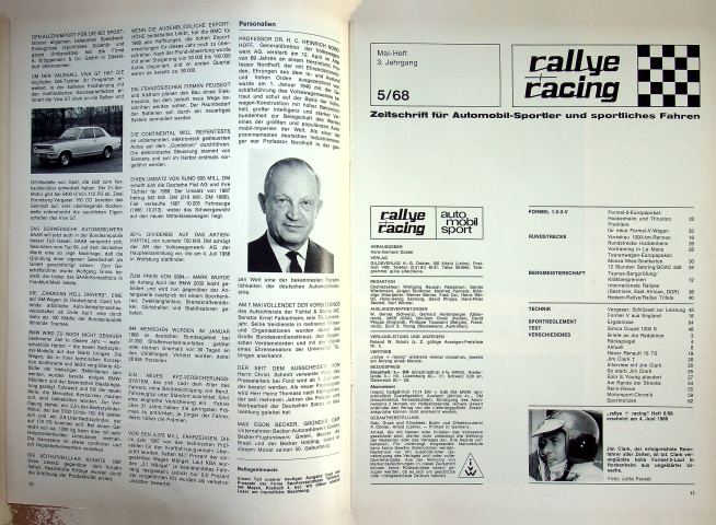 Inhaltsverzeichnis Rallye Racing 05/1968