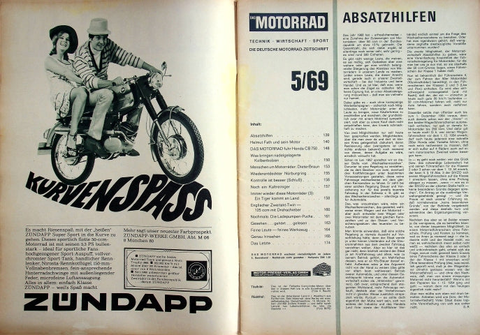 Inhaltsverzeichnis Motorrad 05/1969