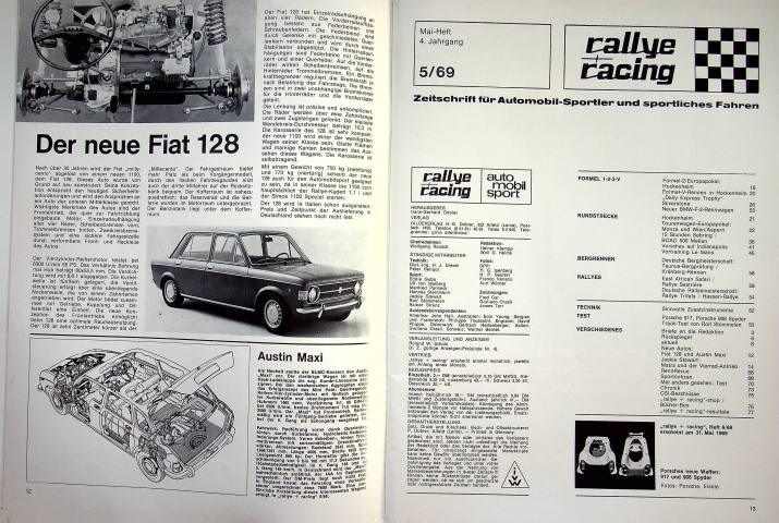 Inhaltsverzeichnis Rallye Racing 05/1969