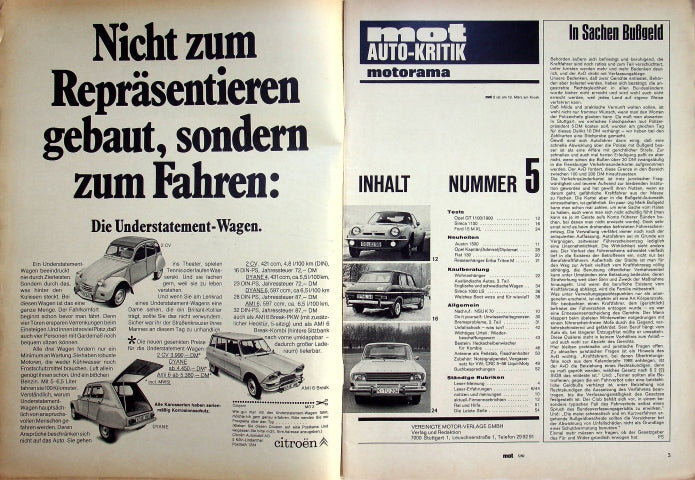 Inhaltsverzeichnis MOT 05/1969