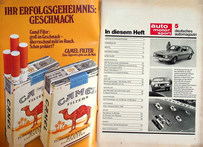 Inhaltsverzeichnis Auto Motor und Sport 05/1970