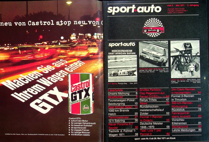 Inhaltsverzeichnis Sport Auto 05/1971