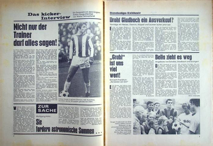 Inhaltsverzeichnis Kicker 05/1971