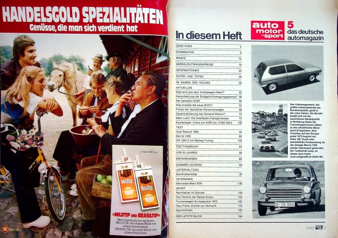 Inhaltsverzeichnis Auto Motor und Sport 05/1972