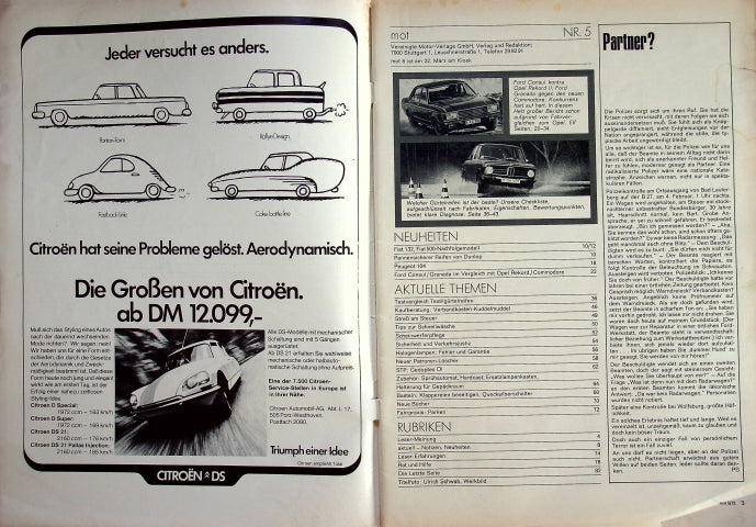 Inhaltsverzeichnis MOT 05/1972