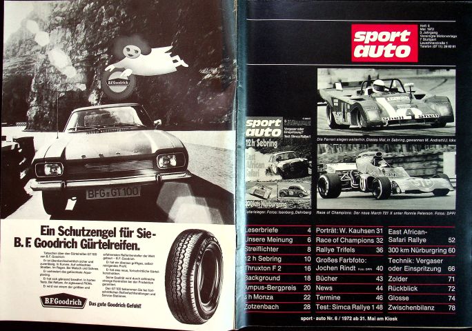 Inhaltsverzeichnis Sport Auto 05/1972