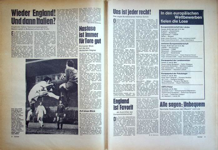 Inhaltsverzeichnis Kicker 05/1972