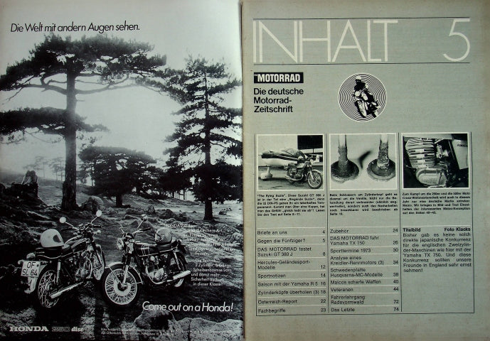 Inhaltsverzeichnis Motorrad 05/1973