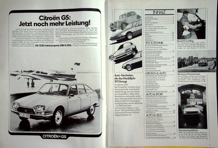 Inhaltsverzeichnis Autozeitung 05/1973