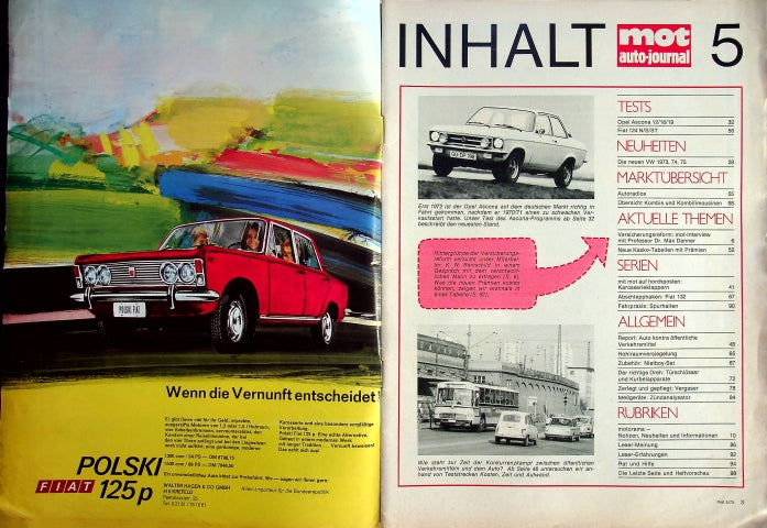 Inhaltsverzeichnis MOT 05/1973