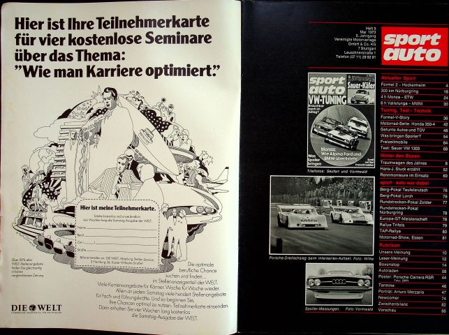 Inhaltsverzeichnis Sport Auto 05/1973