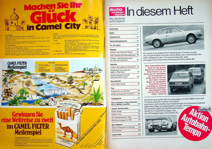 Inhaltsverzeichnis Auto Motor und Sport 05/1974