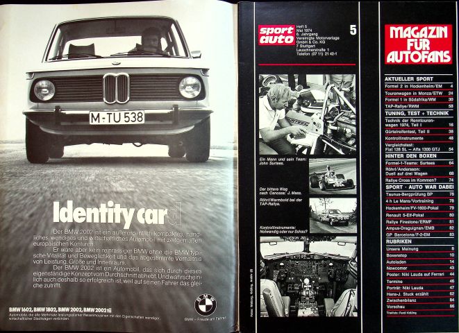 Inhaltsverzeichnis Sport Auto 05/1974