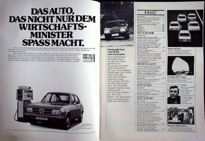 Inhaltsverzeichnis Autozeitung 05/1974