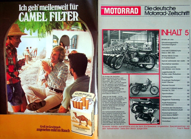 Inhaltsverzeichnis Motorrad 05/1974