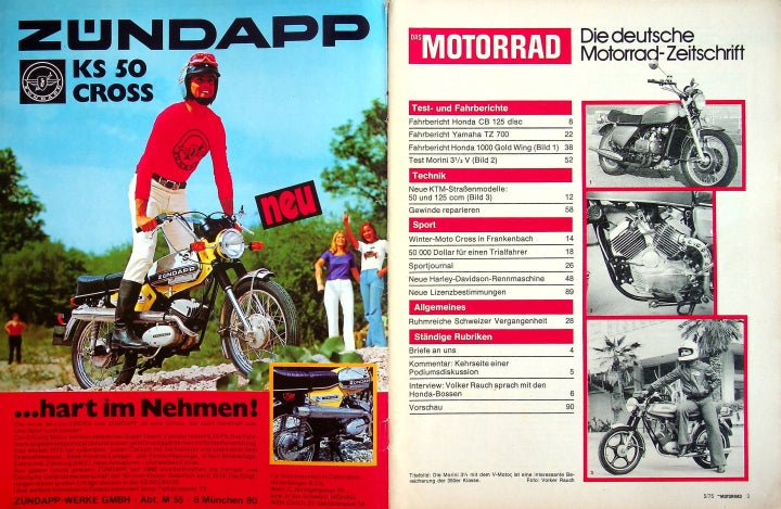 Inhaltsverzeichnis Motorrad 05/1975