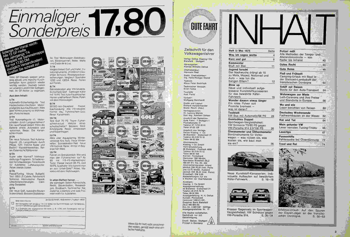 Inhaltsverzeichnis Gute Fahrt 05/1975