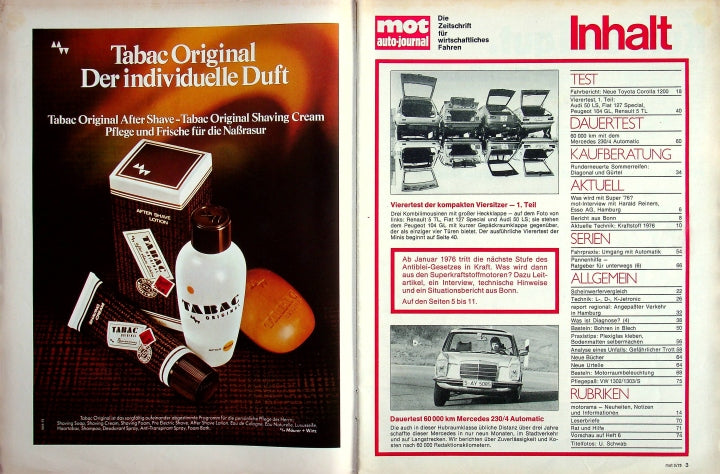 Inhaltsverzeichnis MOT 05/1975