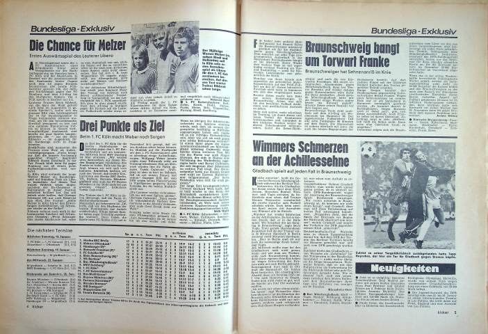 Inhaltsverzeichnis Kicker 05/1975