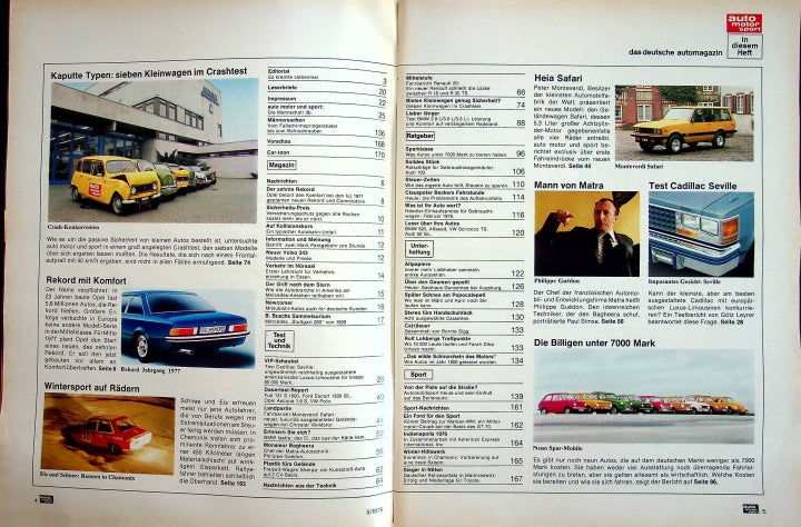 Inhaltsverzeichnis Auto Motor und Sport 05/1976