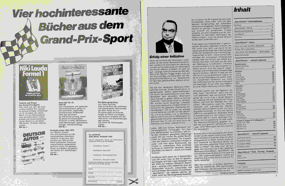 Inhaltsverzeichnis Sport Fahrer 05/1976