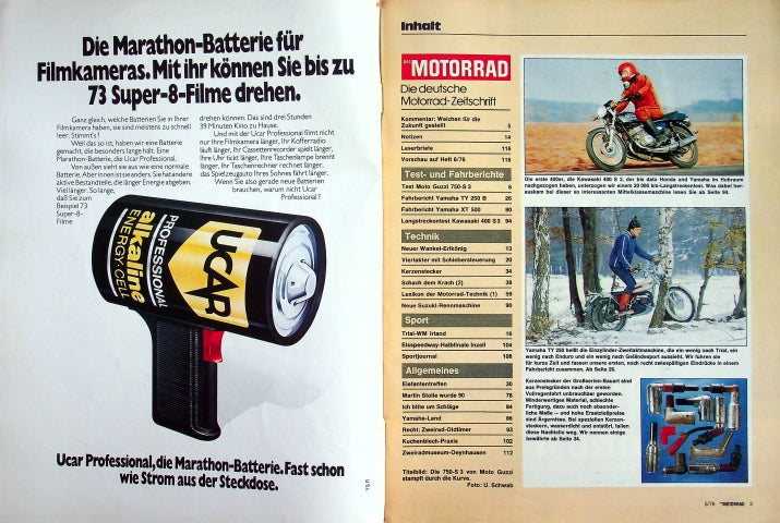Inhaltsverzeichnis Motorrad 05/1976