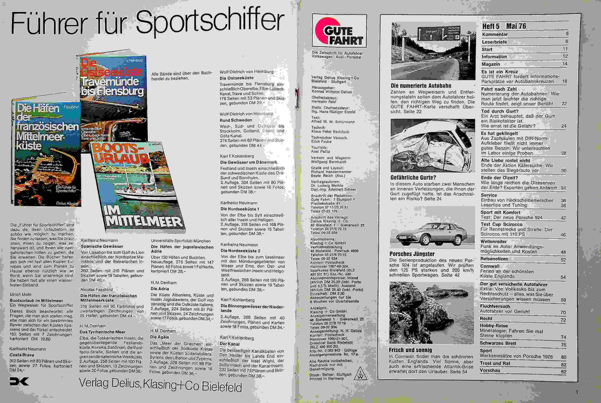 Inhaltsverzeichnis Gute Fahrt 05/1976