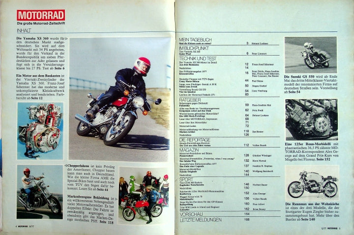 Inhaltsverzeichnis Motorrad 05/1977