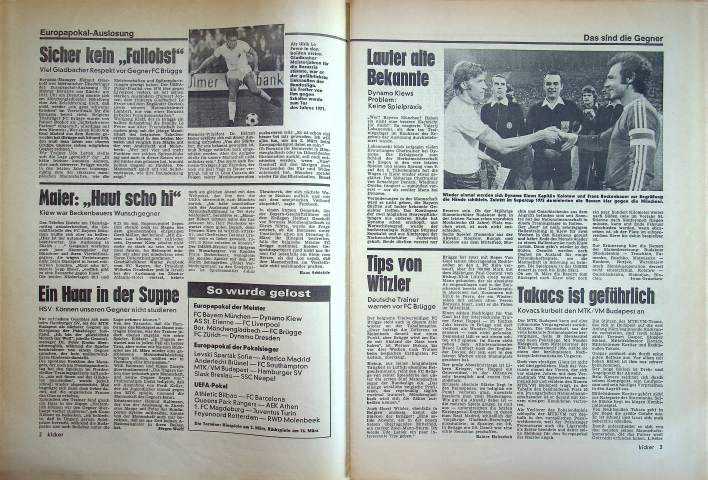 Inhaltsverzeichnis Kicker 05/1977