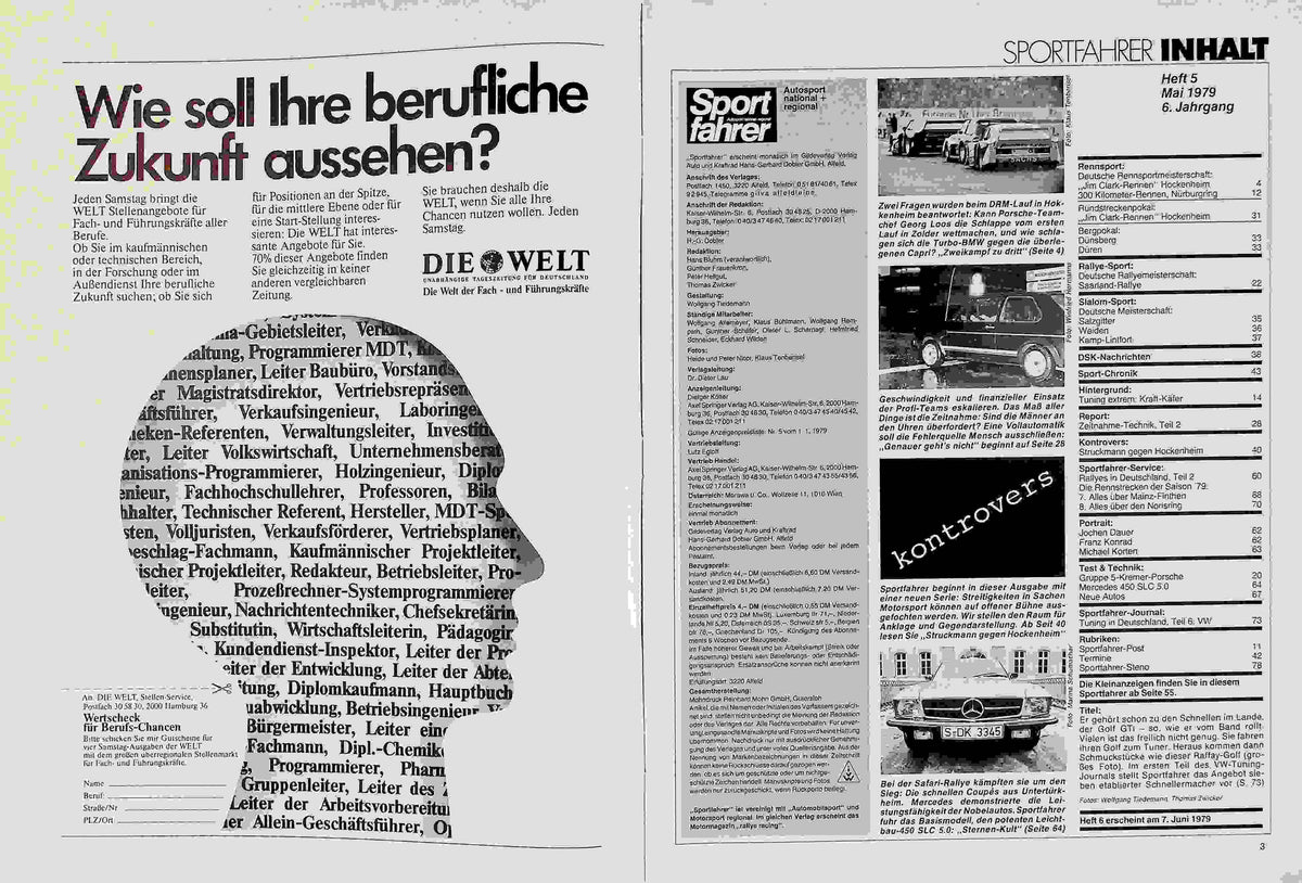 Inhaltsverzeichnis Sport Fahrer 05/1979