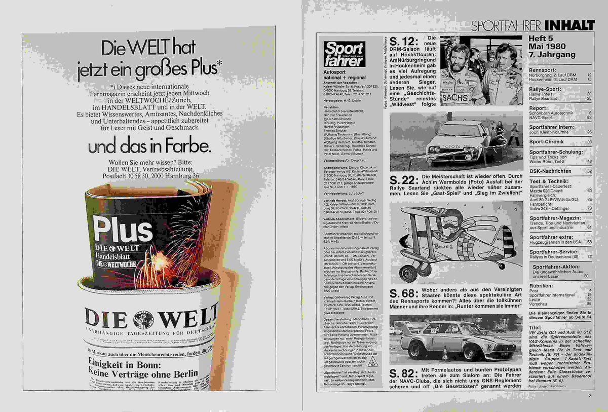 Inhaltsverzeichnis Sport Fahrer 05/1980