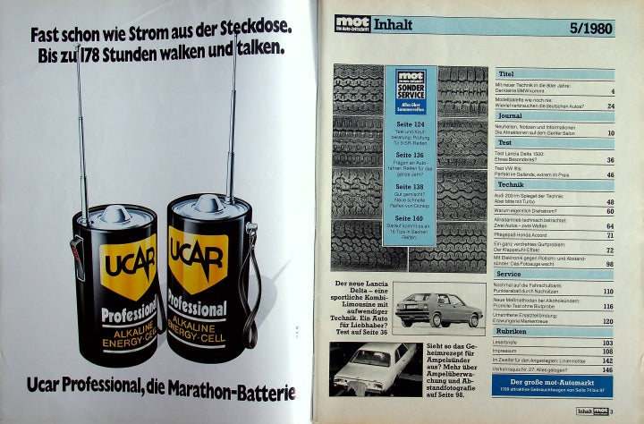Inhaltsverzeichnis MOT 05/1980