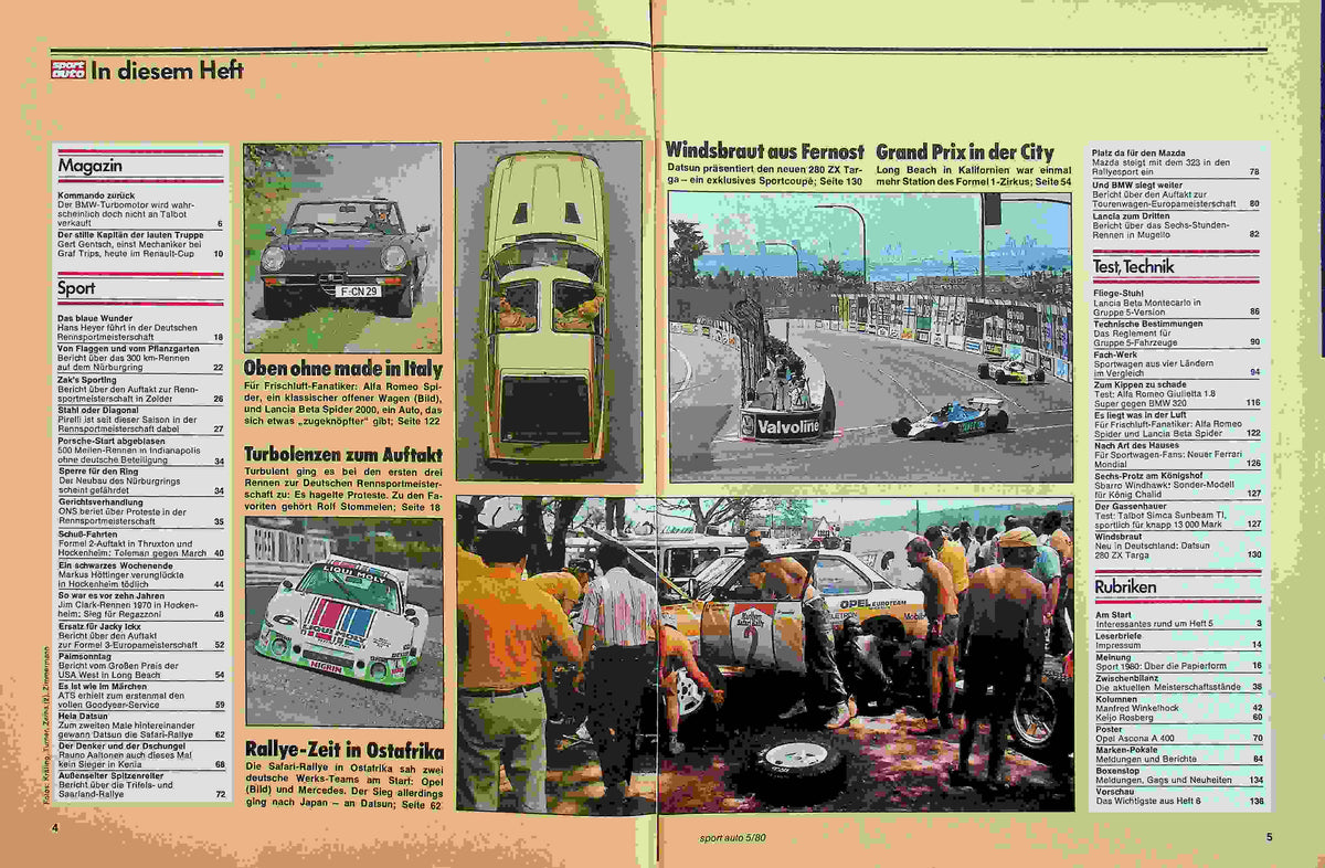 Inhaltsverzeichnis Sport Auto 05/1980