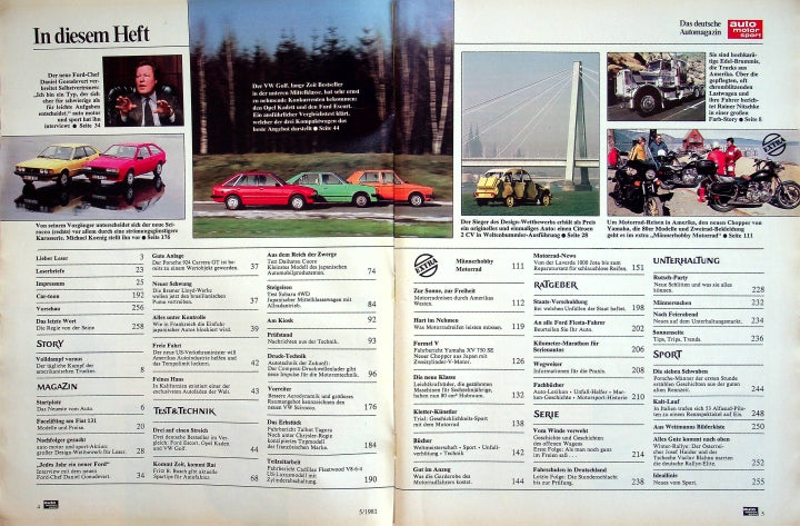 Inhaltsverzeichnis Auto Motor und Sport 05/1981