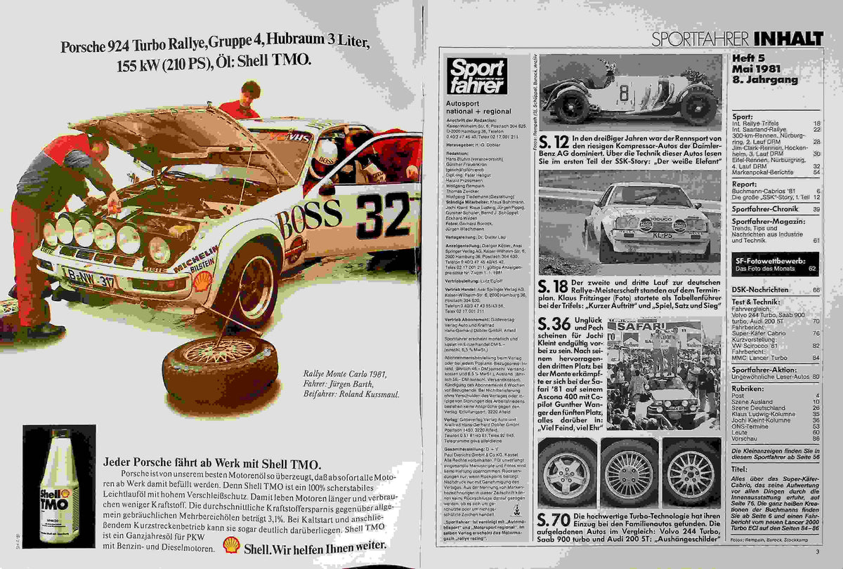 Inhaltsverzeichnis Sport Fahrer 05/1981