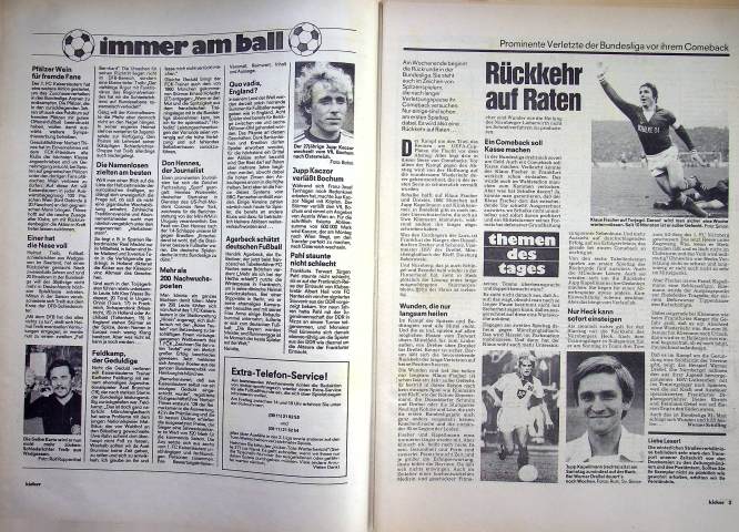Inhaltsverzeichnis Kicker 05/1981