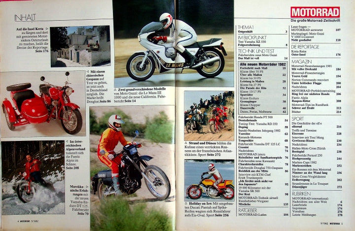 Inhaltsverzeichnis Motorrad 05/1982